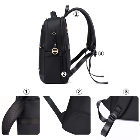 Plecak damski miejski stylowy czarny pojemny na laptopa na studia do pracy