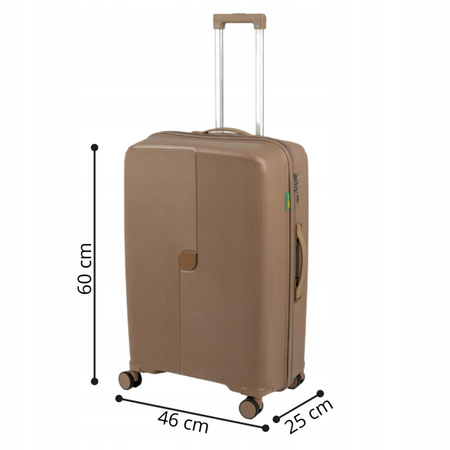 Walizka do samolotu beżowa średnia – modna, trwała, na kółkach, elegancka i praktyczna Wowbag 7918 M champagne