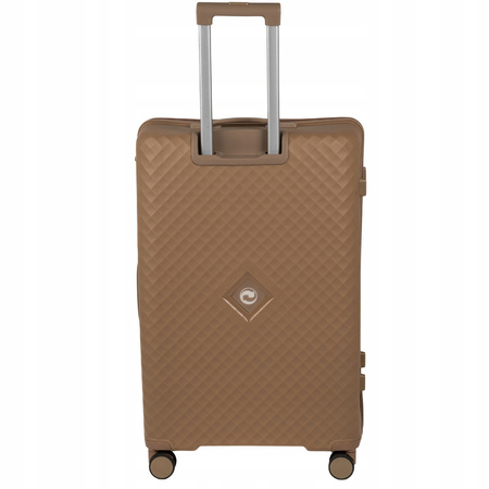 Walizka duża beżowa elegancka walizka podróżna na kółkach do samolotu lekka i wytrzymała Wowbag 7900 L champagne