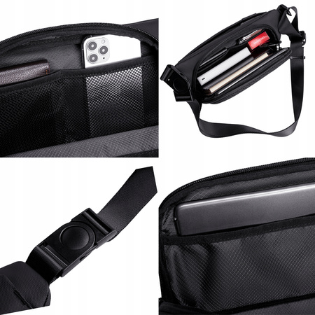 Saszetka nerka czarna męska damska na ramię miejska wodoodporna elegancka stylowa 4 L Arctic Hunter Y00569Black