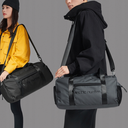 Szara torba sportowa 25 l uniwersalna, trwała i wodoodporna do pracy i na trening. Arctic Hunter LX00537 Grey.