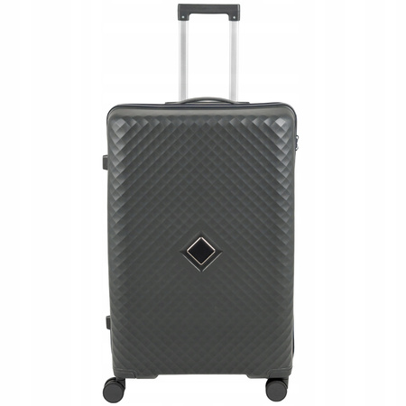Duża walizka podróżna ciemnoszara lekka i wytrzymała walizka na kółkach do samolotu 106L Wowbag 7900 L dark grey