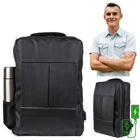 Plecak nowoczesny, na studia, szkolny czarny, z USB, na laptopa 15,6" dla chłopaków/dziewczyn VIO BK91103 black