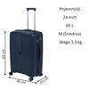 Komplet walizek podróżnych ciemnoniebieskich 3 szt. zestaw walizek lekkich i wytrzymałych na kółkach Wowbag 7918DarkBlue