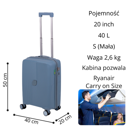 Zestaw walizek podróżnych jasnoniebieskich 3 szt. stylowy komplet lekkich i trwałych kufrów Wowbag 7918 light blue