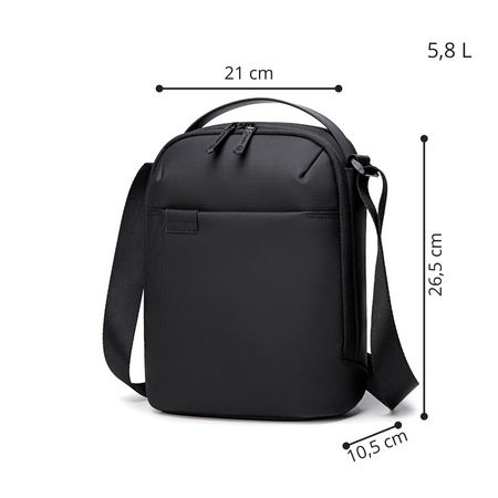 Saszetka męska czarna na ramię biznesowa torba miejska wodoodporna stylowa funkcjonalna 5,8 L Arctic Hunter K00579Black
