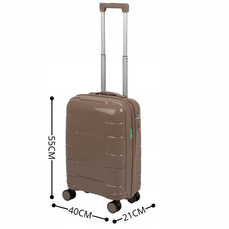 Walizka kabinowa na kółkach beżowa – stylowa, podróżna, lekka i praktyczna do samolotu Wowbag 6910 S champagne