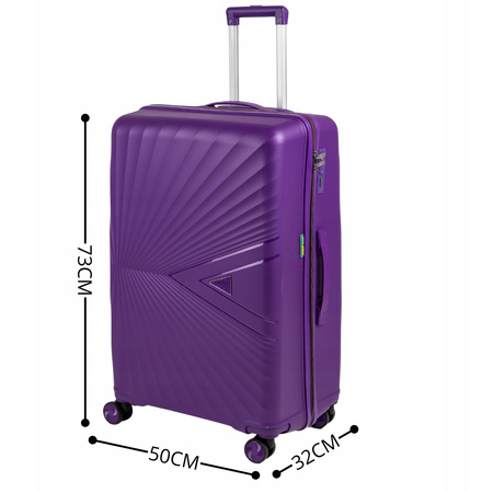 Duża walizka podróżna fioletowa na kółkach – lekka, stylowa i pojemna, do samolotu 100 L Walizka Wowbag 7905 L purple