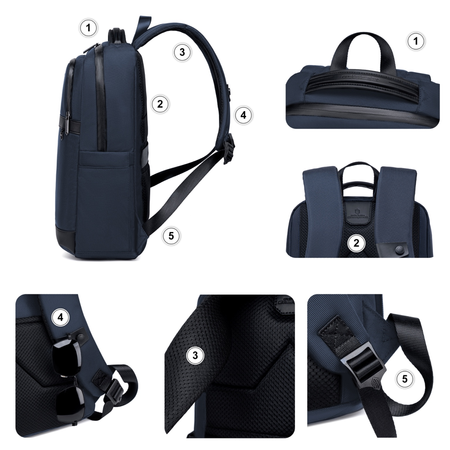 Plecak miejski niebieski, biznesowy i wodoodporny, na laptop, 15 l, wygodny i elegancki. Arctic Hunter B00670 Blue.
