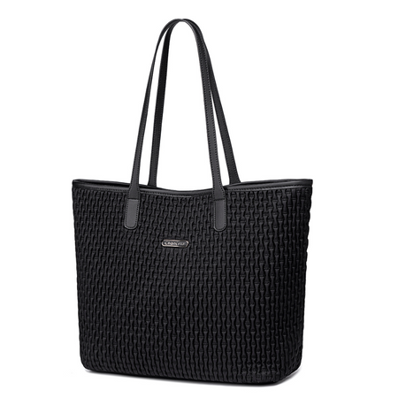 Torba damska shopper czarna elegancka, pojemna 15,6 l, na ramię, modna na co dzień i do pracy. CHANTRIA CB801 Black.