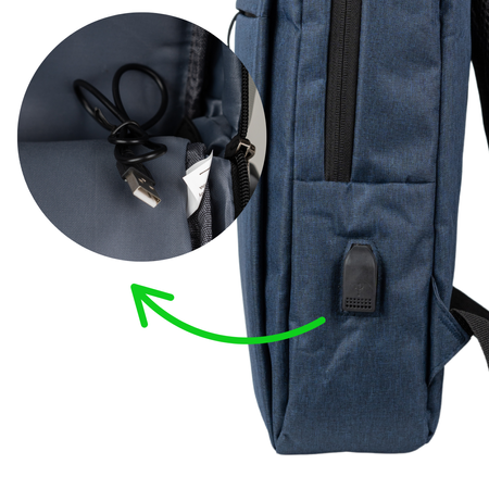 Plecak młodzieżowy nowoczesny szkolny niebieski na laptopa 15,6" z USB HN212701 blue