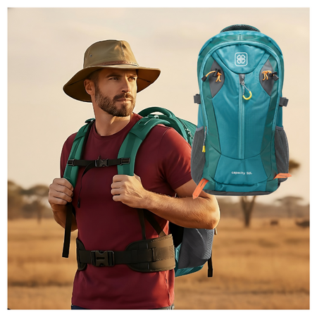 Plecak trekkingowy w góry zielony wielofunkcyjny wodoodporny pojemny 50 L