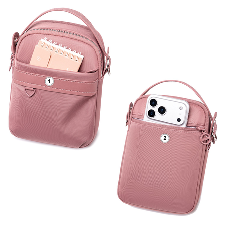 Torebka saszetka damska crossbody mała na ramię nylonowa ciemnoróżowa stylowa