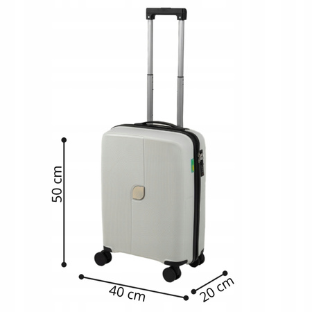 Mała walizka biała kabinowa – podróżna, elegancka, lekka, wytrzymała i praktyczna na kółkach Wowbag 7918 S white