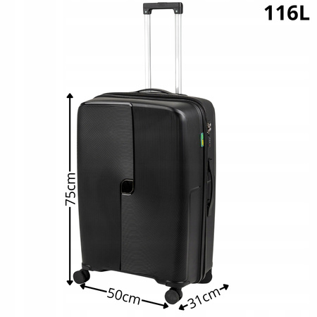 Walizka podróżna czarna duża na kółkach – elegancka, pojemna i trwała walizka do samolotu Wowbag 7918 L black