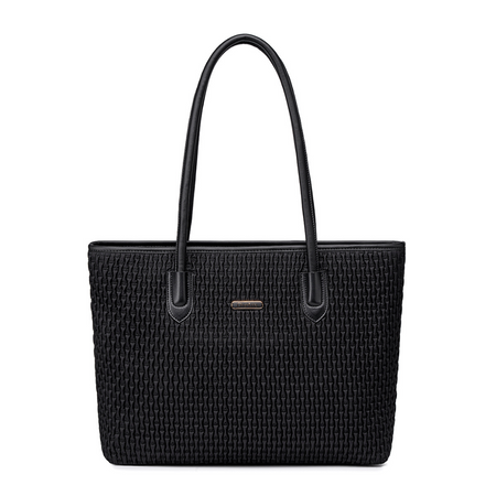 Torba damska shopper czarna klasyczna 17,9 l pojemna z zamkiem na uczelnię i spotkania. CHANTARIA CB800 Black.