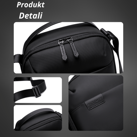 Saszetka męska czarna na ramię biznesowa torba miejska wodoodporna stylowa funkcjonalna 5,8 L Arctic Hunter K00579Black