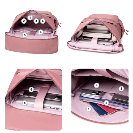Modny plecak kobiecy różowy stylowy design do pracy na studia laptop 15,6”