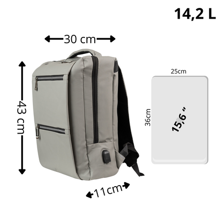 Plecak młodzieżowy szary - do szkoły, na studia, do pracy, mieści laptop 15,6 Wowbag BK91105 grey