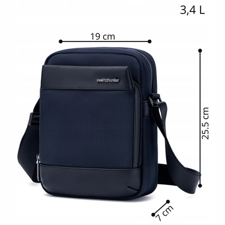 Saszetka męska granatowa wodoodporna na ramię torba biznesowa miejska stylowa na telefon 3,4 L Arctic Hunter K00679Blue
