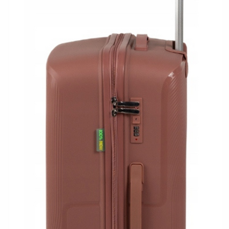 Walizka średnia różowo-złota – modna, na kółkach, podróżna, praktyczna i elegancka Wowbag 7918 M rose gold