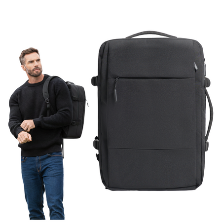 Plecak czarny kabinowy podróżny 50x33x20 na pokład Wizzair LOT VIO WJ8423 black