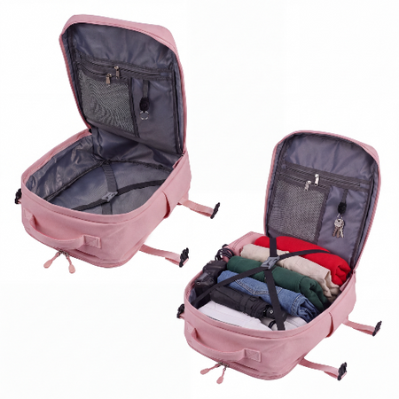 Podróżny plecak różowy bagaż kabinowy 40x30x20 darmowy na pokład WizzAir
