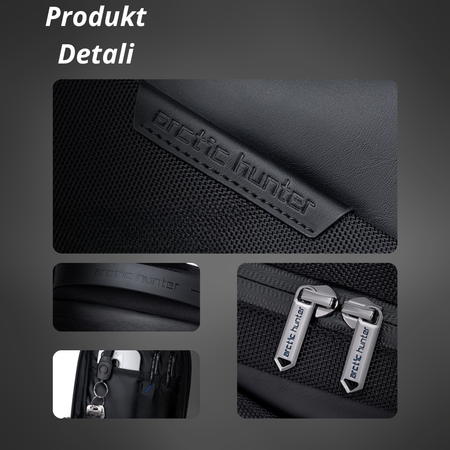 Saszetka męska czarna na ramię torba miejska biznesowa wodoodporna stylowa praktyczna 2,7 L Arctic Hunter XB00693Black