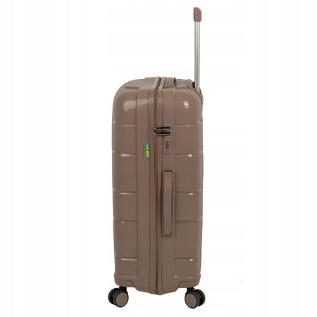 Duża walizka podróżna beżowa na kółkach – elegancka i pojemna walizka do samolotu Wowbag 6910 L champagne