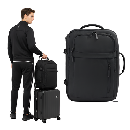 Plecak podróżny do samolotu 50x33x20 czarny kabinowy Ryanair Wizz Air WJ8572C black