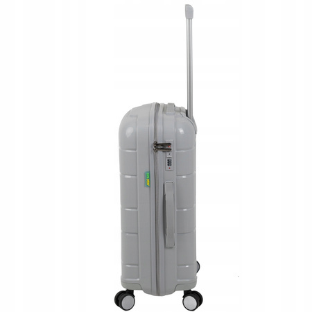 Walizka do samolotu jasnoszara – średnia, nowoczesna, funkcjonalna i wytrzymała, ergonomiczna Wowbag 6910 M light grey