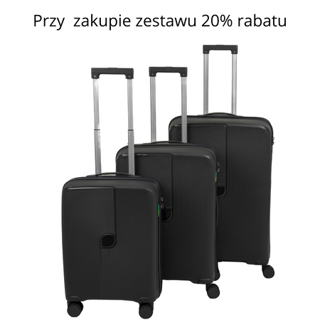 Zestaw walizek podróżnych ciemnoszarych 3 szt. komplet walizek lekkich i wytrzymałych na kółkach Wowbag 7918 DarkGrey