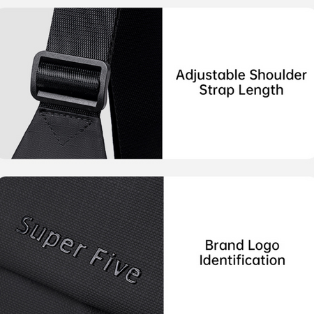 Saszetka męska czarna na ramię wodoodporna torba miejska stylowa funkcjonalna 3,1 L Super Five FXB753Black