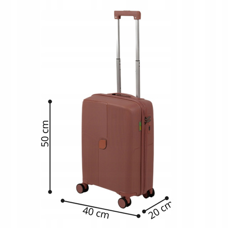 Walizka kabinowa różowo-złota – mała, podróżna, elegancka, modna i praktyczna na kółkach Wowbag 7918 S rose gold