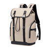 Plecak casual męski z klapą beżowy wiele kiszeni laptop 15,6 pojemny 18 L