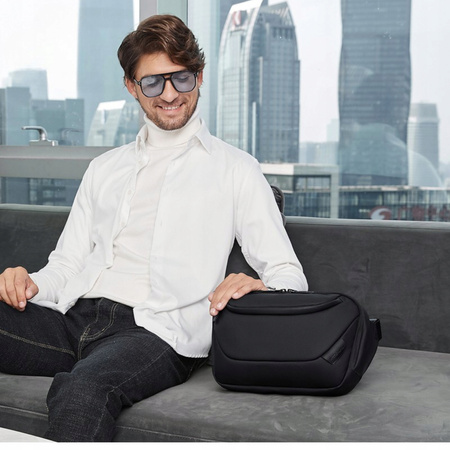 Saszetka nerka męska damska czarna na ramię wodoodporna miejska stylowa funkcjonalna torba 4 L Arctic Hunter Y00561Black