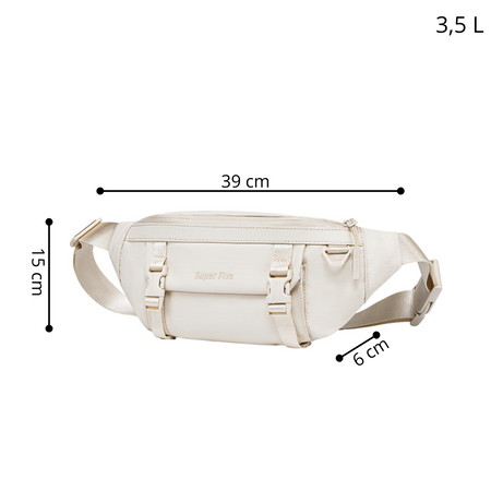 Nerka damska biała miejska saszetka na pas i ramię młodzieżowa stylowa wodoodporna 3,5 L Super Five FXB755White