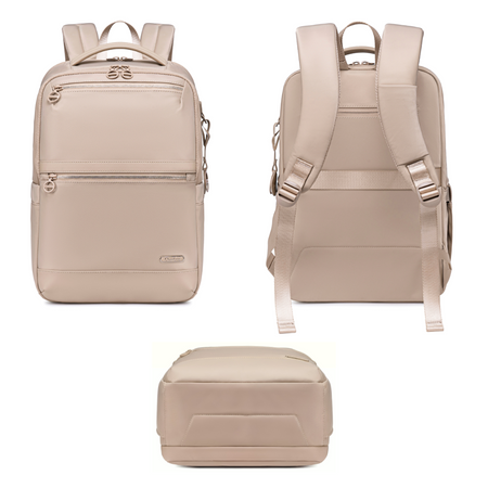 Plecak damski elegancki stylowy beżowy pojemny na laptopa wodoodporny nylon