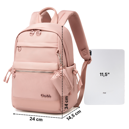 Pudrowy plecak damski idealny na lato modny mieści ipad z etyi wodoodporny