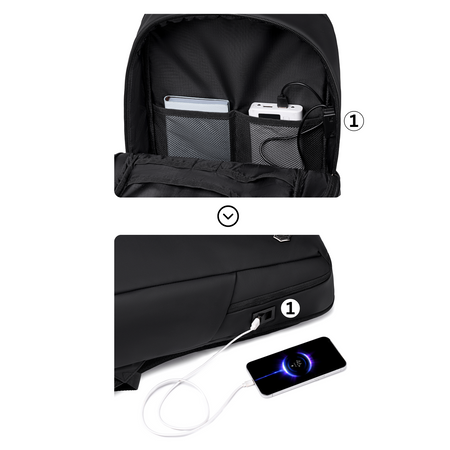 Plecak męski miejski elegancki biznesowy na laptop 15,6 czarny z USB portem