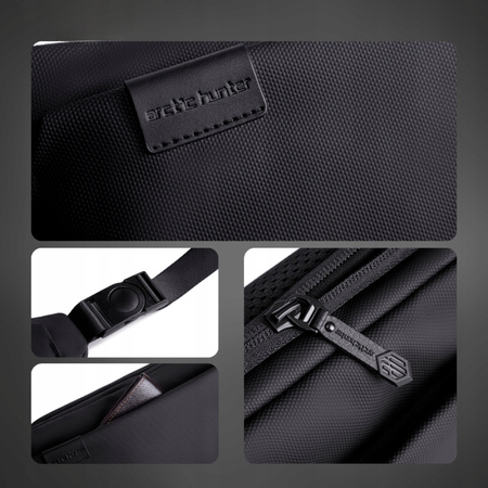 Saszetka nerka czarna męska damska na ramię miejska wodoodporna elegancka stylowa 4 L Arctic Hunter Y00569Black