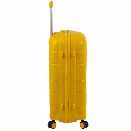 Walizka podróżna duża żółta na kółkach – lekka, pojemna i odporna 93 L Wowbag 6910 L yellow