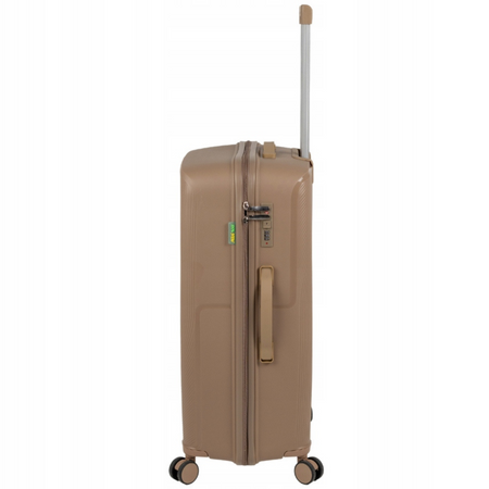 Duża walizka podróżna beżowa na kółkach – lekka, wytrzymała i elegancka walizka do samolotu Wowbag 7918 L champagne