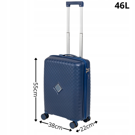 Walizka kabinowa podróżna ciemnoniebieska na kółkach, lekka i wytrzymała 41 L Wowbag 7900 S dark blue