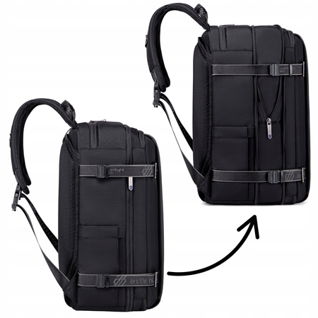 Czarny plecak miejski podróżny biznesowy,  na laptop 15,6", 18 l,  pojemny i funkcjonalny. Arctic Hunter B00540 Black.