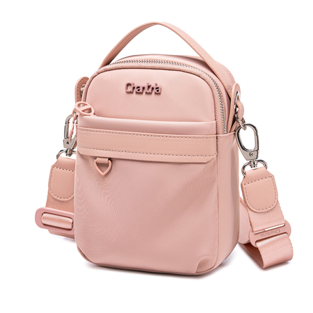 Torebka damska crossbody mała na ramię nylonowa różowa wodoodporna elegancka
