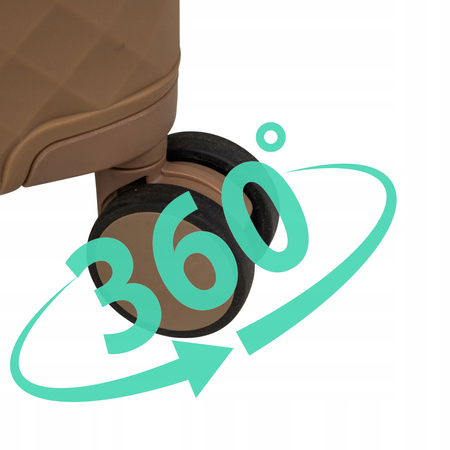 Walizka do samolotu średnia beżowa funkcjonalna walizka podróżna 74L lekka i solidna Wowbag 7900 M champagne