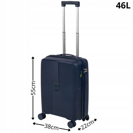 Walizka kabinowa ciemnoniebieska – mała, podróżna, elegancka, na kółkach i praktyczna Wowbag 7918 S dark blue