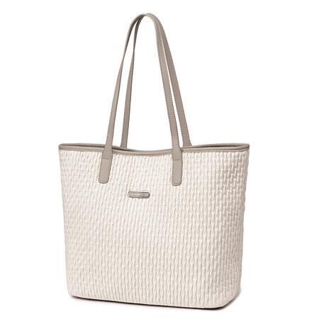 Torba damska shopper biała klasyczna pojemna 15,6 l wodoodporna na uczelnię i spotkania biznesowe. CHANTRIA CB801 White.