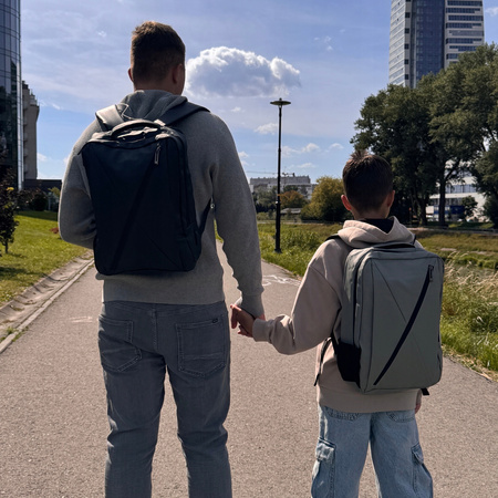 Plecak szkolny młodzieżowy szary z USB, pojemny, na laptop, do szkoły, studiów, pracy i wycieczek VIO BK91109 grey